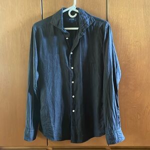 Eton Men’s black linen button down shirt size small